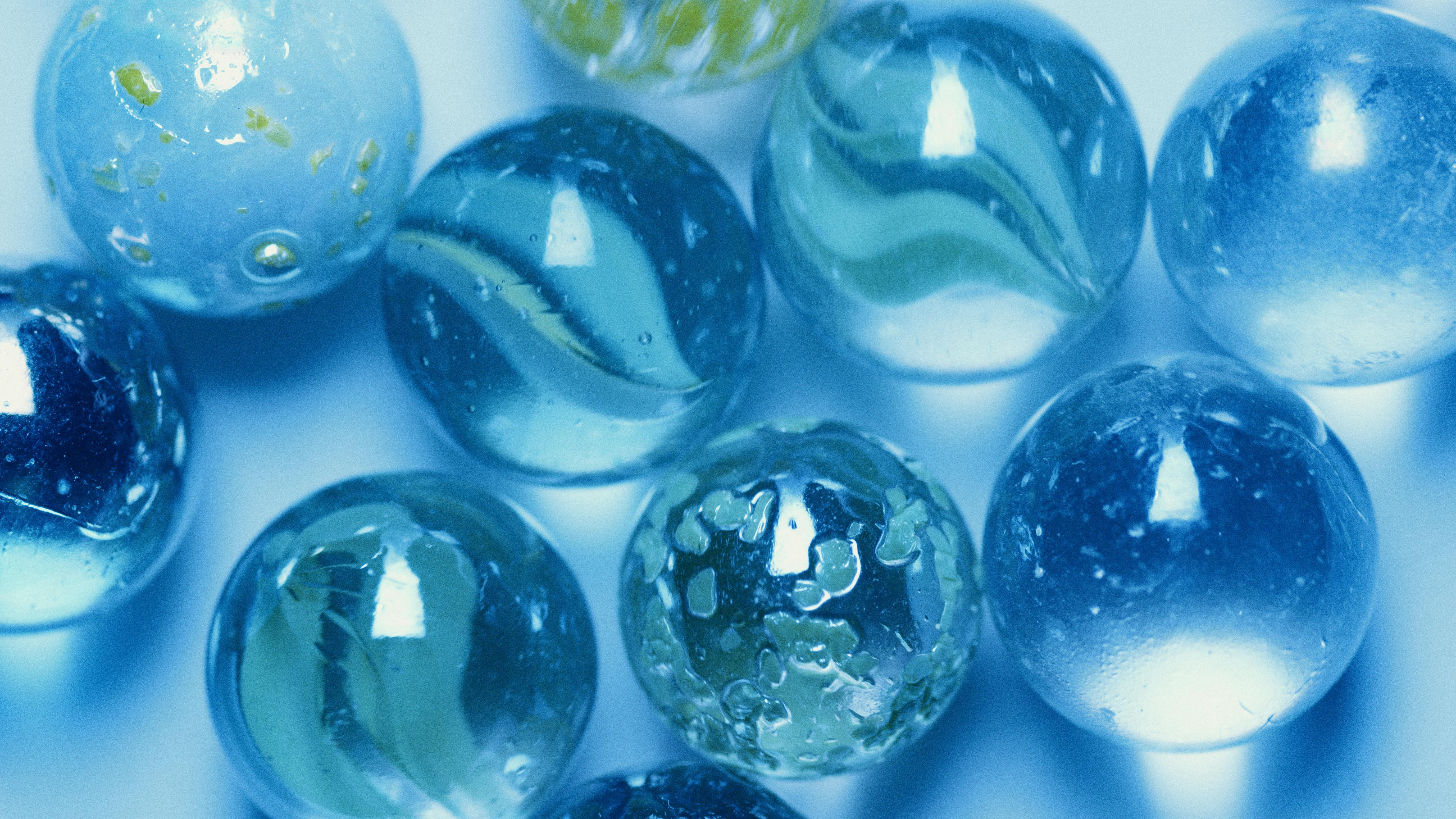 Blue glass marbles